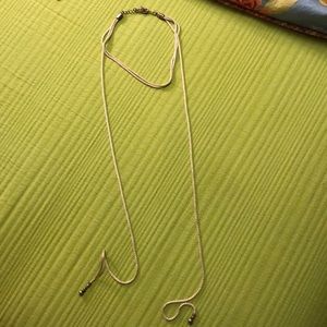 Gold shimmer choker long necklace